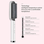 Professional Anion Hair Straightener Comb, Beard Straightener Brush, Ceramic Plate Electric Hair Straightening Brush for Salon Results, Heating Straightener, Heated Electric Comb (White)