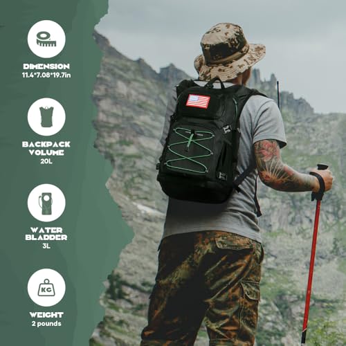 Lightweight Hydration Hiking Backpack with 3L Water Bladder (1.Black / 3L Bladder)