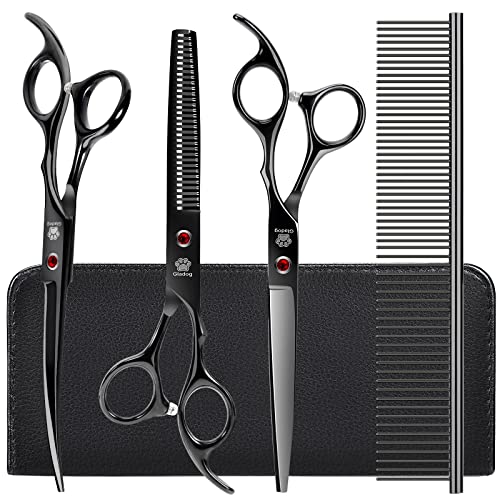 Dog Grooming Scissors Kit with Safety Round Tips (Professional Set 5 in 1)