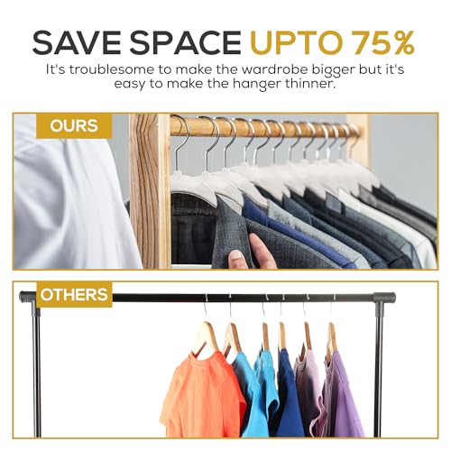 Premium Velvet Hangers 50 Pack Ultra Thin Non Slip Adult Felt Space Saving Slim Suit Hanger for Closet Heavy Duty Coat Pants Jackets Dress Hangers 360° Swivel Hook Hold Upto 10 lbs White (White / 50 Pack)