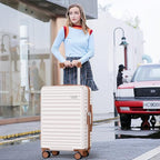 3pcs Luggage Set (Beige White / 3PCS/20 in/24 in/28 in)
