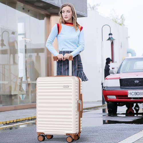 3pcs Luggage Set (Beige White / 3PCS/20 in/24 in/28 in)