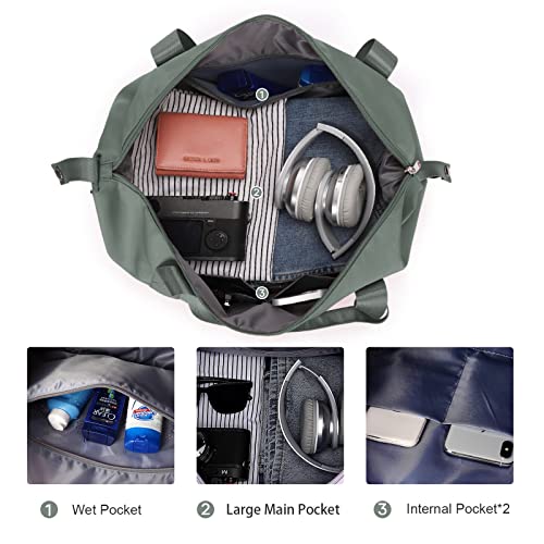 Large Travel Duffle Bag Carry On Weekender Bags for Women Men 18x14x8 Gym (A29-Green-2-layer Expansion / X-plus)