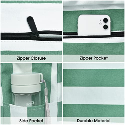 Beach Bags for Women Large Waterproof Beach Tote Bag Zipper Beach Bags Waterproof Sandproof Swim Pool Bag Large Tote (Green)