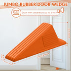 4 Pcs Jumbo Door Stoppers Heavy Duty Rubber Doorstop (Orange)