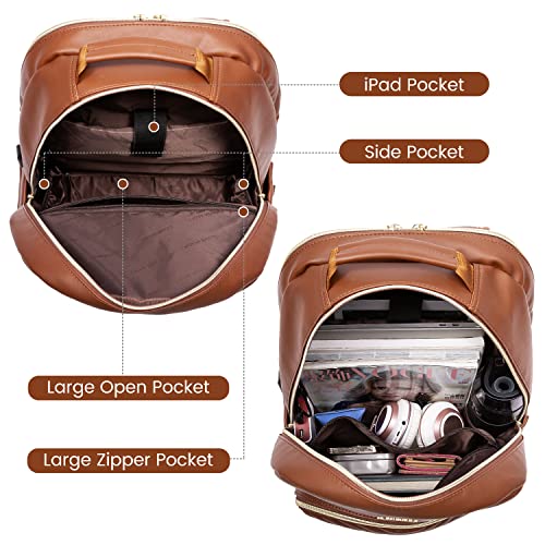 Laptop Backpack Purse for Women (Brown(pu Leather) / 15.6-Inch)