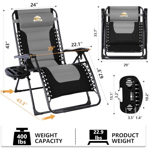 Oversized Zero Gravity Chairs Set of 2 (Black)