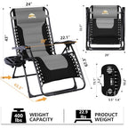 Oversized Zero Gravity Chairs Set of 2 (Black)