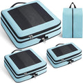 Compression Packing Cubes for Travel (Mint Blue / 4 set-Square Mesh)