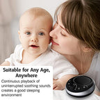 Rechargeable Portable Brown Noise Machine 2000mAH Large Battery Sound White Noise Machine 30 Soothing Sounds for Baby Kids Adults Sleep Machine Auto (Dark Black)