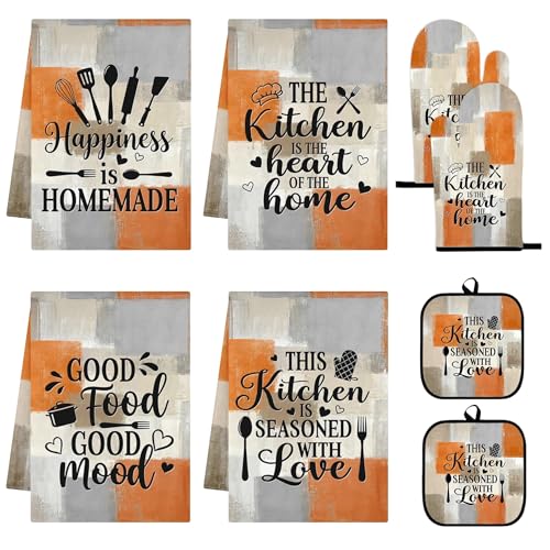 Orange Grey Kitchen Decor Set (Orange Grey)