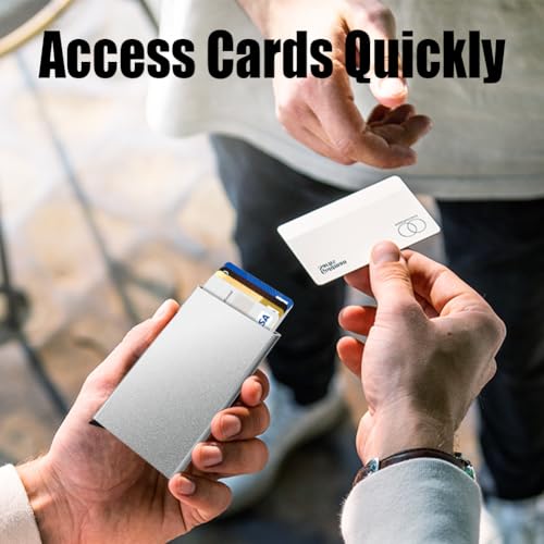 Slim Minimalist Wallet RFID Credit Card Holder for Men (small / Metallic Silver)