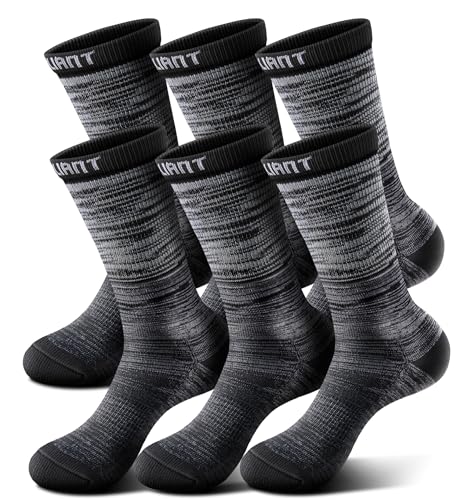 Men 6 Pack Athletic Compression Crew Socks for Running Gym Sports (5-6 / Black 8424)