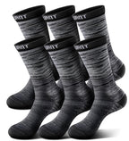 Men 6 Pack Athletic Compression Crew Socks for Running Gym Sports (7-8 / Black 8424)