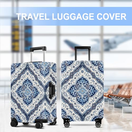 Blue Pattern Luggage Cover Washable Suitcase Protector Anti (Blue pattern / S(20-22inch suitcase))