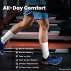 Crew Compression Socks Athletic Running Socks for Men Women Plantar Fasciitis Relief 3 Pairs (X-Large / Black+white+grey(stripe 3 Pairs))