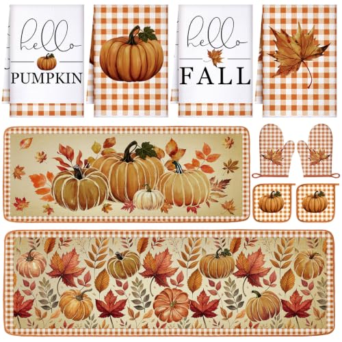 10 Pcs Fall Thanksgiving Pumpkin Kitchen Decor Set (Yellow / Autumn Pumpkin)