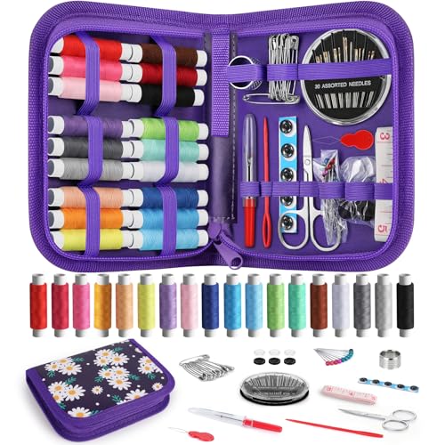 Sewing Kit Gifts for Kids Mom Grandma Adults Beginner Traveler (Purple / M)