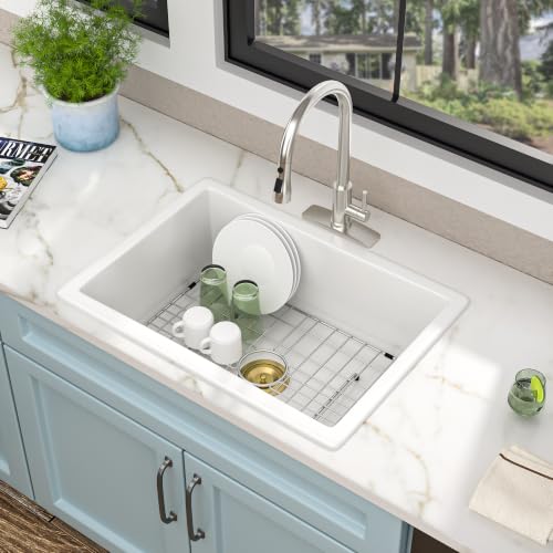 27"x19" White Undermount Sink (27"x19"x10" / White Gold)