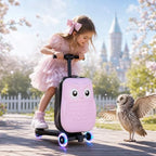 Detachable Scooter Suitcase for Kids & Teens (Pink Owl / 22-inch)