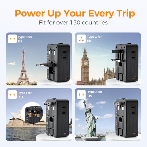 Universal Travel Adapter 70W (Black Silver-70W)