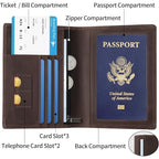 Leather Passport Cover for Men Women (Red Brown)