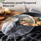 8inch Nonstick Frying Pan Paella Pan with Lid (8 Inch / NIGHT Black)