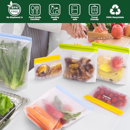 8 Pack Stand Up Reusable Half Gallon Freezer Bags Dishwasher Safe (8 Pack Half Gallon Bags)