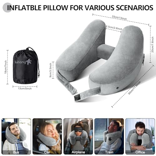 Travel Neck Pillow for Airplane Pillow Comfortably Supports Head (Grey)