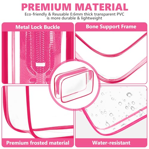 Clear Makeup Bag (4 Packs Rose Red)