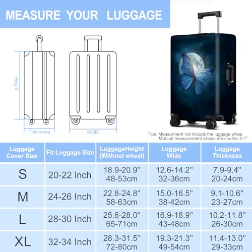Blue Butterfly Luggage Cover Washable Suitcase Protector Anti (Blue butterfly / XL(32-34inch suitcase))