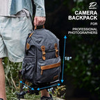 Black Canvas Camera Backpack (Black Canvas / Canvas Bag Flap)