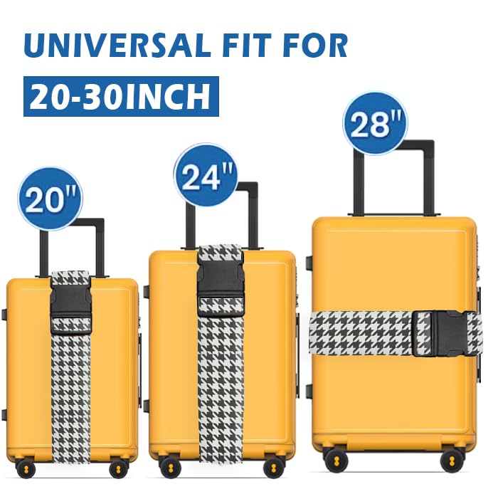 Luggage Straps for Suitcases Travel Belt Accessories (Classic Houndstooth)