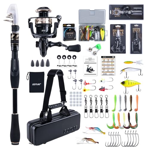 Fishing Rod and Reel Combo (1 Rod & 1 Reel Spinning Fishing Combo - PC Fishing Tackle Case / 2.7M/9FT - A)