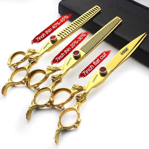 Gold Dragon Professional Hairdressing Scissors (7 Inch 3-piece Set)