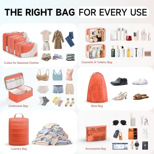 Packing Cubes for Travel (17 Orange)