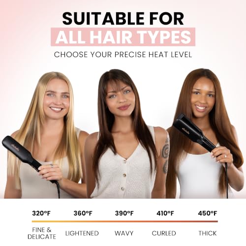 Titanium Flat Iron Hair Straightener Large with Infrared (Black / 1.8 Inch Plate)