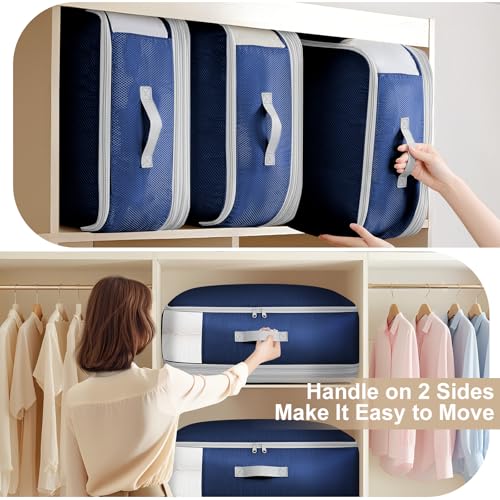 Comforter Storage Bag (Navy Blue / 4 Pack - 4-Layer)