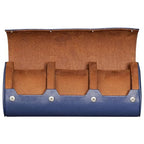 Watch Roll Travel Case for 3 Watches (Blue/Tan (PU Leather))