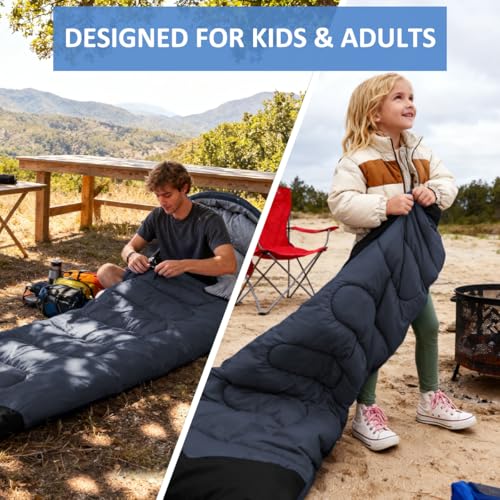 Camping Sleeping Bag (50-80°F Everyday 3 Season - Grey)