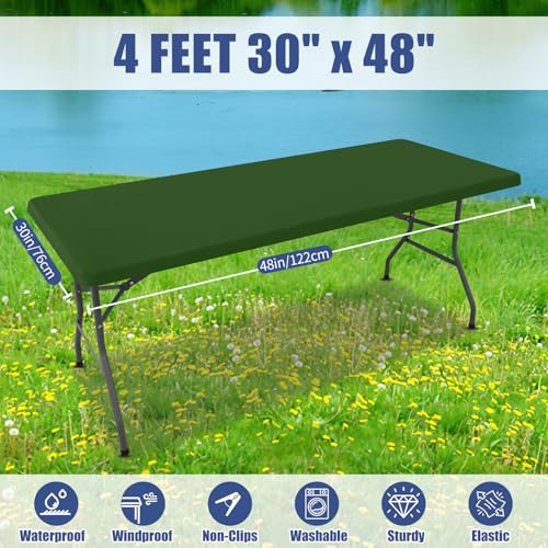 2 Pack Rectangle Spandex Fitted Table Cloth (Olive Green / 48" x 30" (Rectangular))