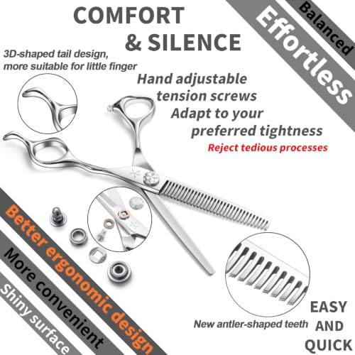 High end Professional Hair Thinning Scissors Hair Cutting Teeth Shears Barber Hairdressing Texturizing Scissors Extremely Very Sharp 6.5 Inch Stainless Steel Alloy For Men Women Salon & Home (Thinning Shears / 6.5 Inch)