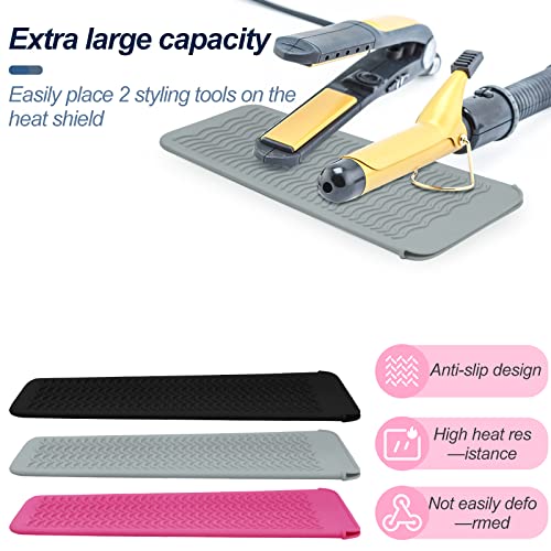 Silicone Heat Resistant Mat Pouch for Hair Straightener (2 Pack / Grey)