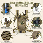 Camo Hydration Backpack with 2L Water Bladder Tactical Molle Water Backpack for Men Women Hydration Pack for Hiking Running Climbing (Woodland Digital Camo)