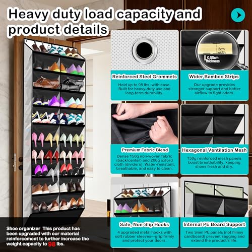 10 Tier Over the Door Shoe Organizer (White)
