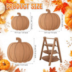 3 Tier Pumpkin Serving Trays Wooden Shaped Pumpkin Platters 12'' 10'' 8'' Charcuterie Plate Board Reusable Party Serving Plate for Halloween Fall Party Decoration (Pumpkin)