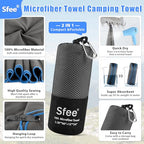 2 Pack Microfiber Travel Towel (XL 72"x32"+24"x15" / Grey)