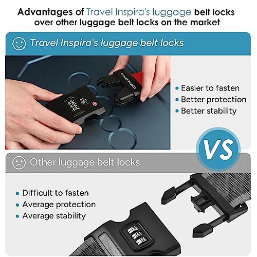 2 Pack Luggage Straps for Suitcases with TSA Lock (Apple Red)