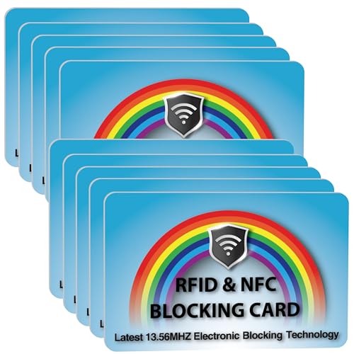 10 Pack RFID Blocking Card for Credit Debit ID Card (Rainbow)