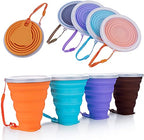Silicone Collapsible Travel Cup (4 Pack-Orange-Blue-Coffee-Purple)
